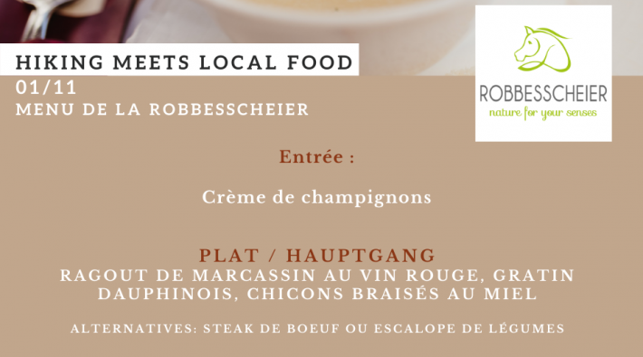 Hiking meets local food - 01 11 Menu - Robbesscheier